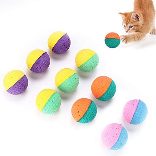 Viagasafamido Cat Latex Balls Toys, 10kom pet Kitten šarena pjenasta Lopta zabava vježbač interaktivni