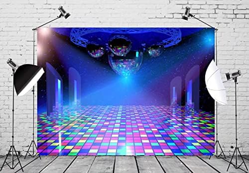 BELECO 9x6ft Fabric Disco Party Backdrop Vintage 70-ih 80-ih 90-ih Disco Ball plava pozornica pozadina noćni klub