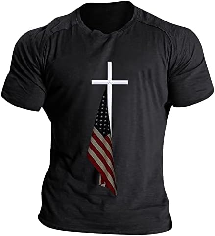 Ruiruilico Muške patriotske majice Amerika Zastava Ljetne casual kratkih rukava Crewneck Comfy