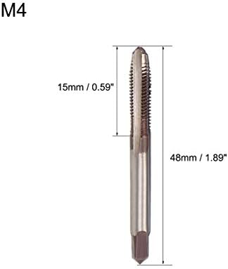 Uxcell Metric Hand Tap M4 Thread 0.7 Pitch 3 ravne Flaute H2 Alloy Tool Steel Bottom & amp; konus