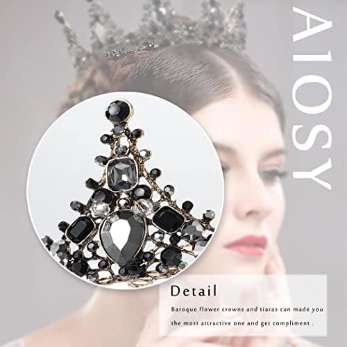 Salliy barokne Crne krune gotičke tijare i krune kristalne mladenke kraljice glave Svadbeni