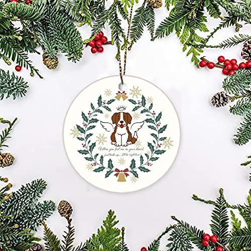 Božić uspomene Ornamenti, Brittany pas Ceramic viseći Ornament dvostrani ukras za uspomenu za Božić Tree Sympathy sjećanje pokloni za Brittany pas Lover, 3 inč