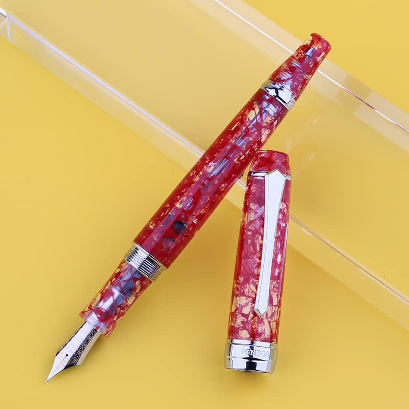 EROFA PENBBS 456 Olovka za punjenje vakuumske punjenja, crveni prozirni akrilni iridium fini nib pisanje