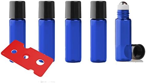 Grand Parfums Cobalt plave prazne boce za punjenje valjkastim bocama 1/6 oz, 5ml Izbor valjka od stakla ili nehrđajućeg čelika, plus bonus esencijalno ulje ključ
