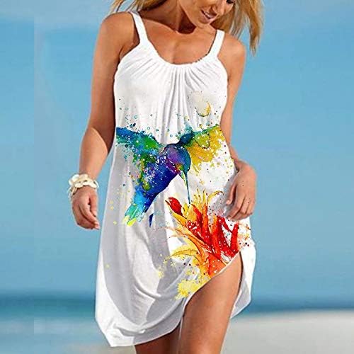 Balakie Ljetne haljine za žene casual plaže suncobran, boemski haljina bez rukava bez rukava bez