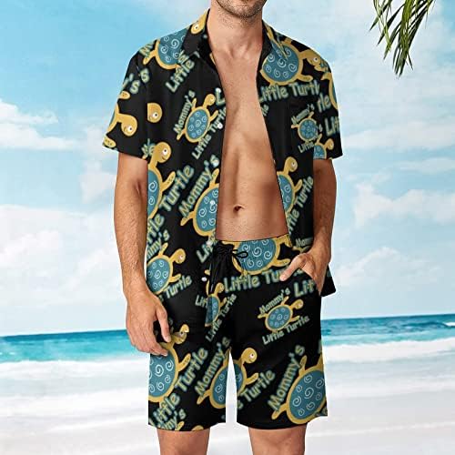 Mama male kornjače Muška havajska majica s kratkim rukavima i hlače za kratke rukave i hlače Ljetna plaža Outfits