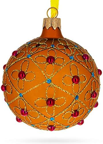 Draguljima krstovi na zlato Staklo loptu Božić Ornament 3.25 inča