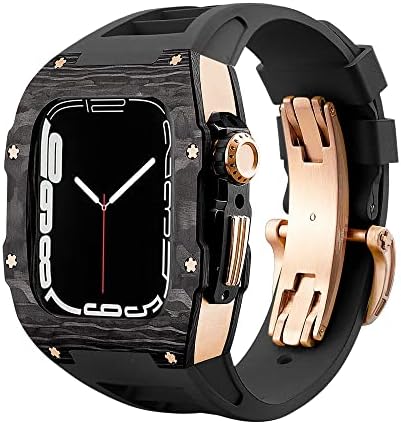 CNHKAU Zaštitnik za Apple Watch serija 8, 45 mm luksuzni metalni modificirani školjka od karbonskih