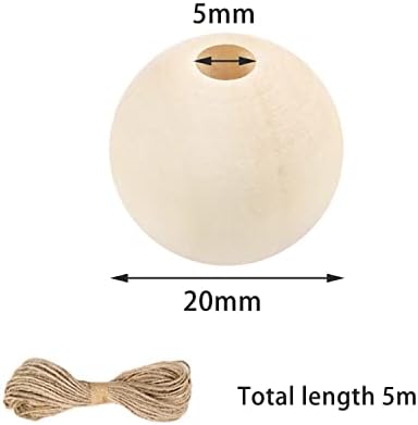 UOONY 300pcs 20mm drvene perle Bulk Round prirodne nedovršene velike drvene perle drvene perle za izradu zanata