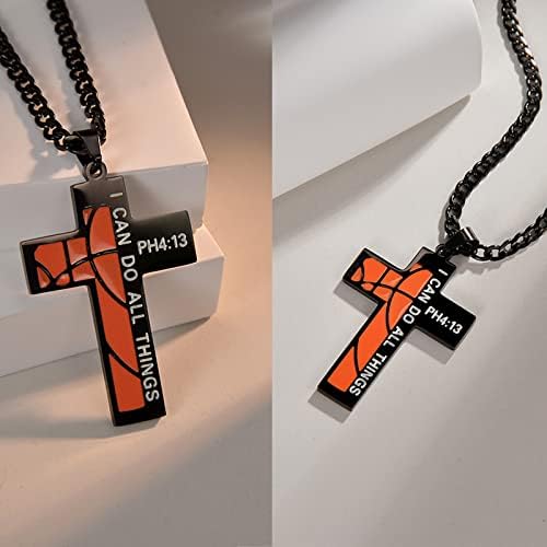 2pcs Košarka Cross ogrlica mogu učiniti sve stvari od nehrđajućeg čelika Košarka narukvica inspirativna