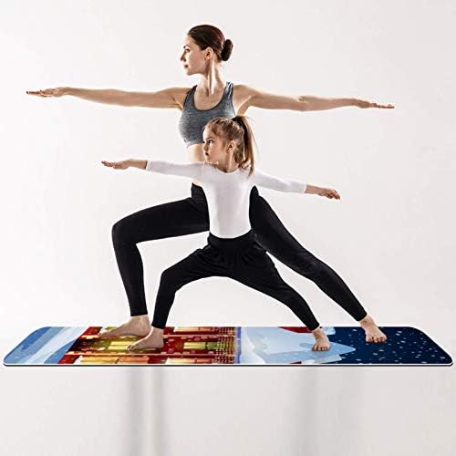Unicey Winter House snjegović debela neklizajuća Vježba & amp; fitnes 1/4 prostirka za jogu za jogu Pilates