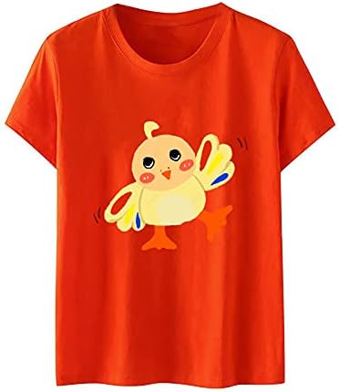 Slatke grafičke majice za žene Ljeto okruglo vrata kratkih rukava majica modne ležerne narančaste bluze