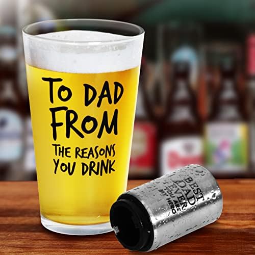 CORCUP Tati iz razloga što D Funny Tata pivo Glass - 16 Oz pivo staklo s otvaračem za najbolji tata ikad