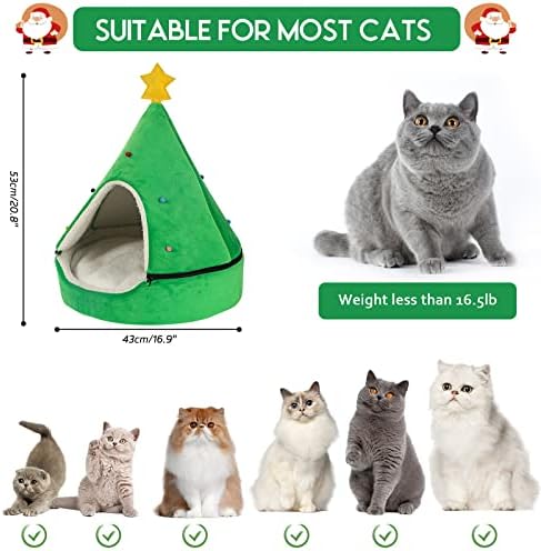 Nibesser krevet za mačke božićno drvo mačka šator kuća za Samozagrijavanje 2 u 1 uklonjivi udoban trokut Pet