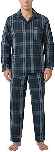 Lapasa muške pidžame set salon za spavanje s dugim rukavima PJ gornji dno sa džepnim tkanim pamučnim