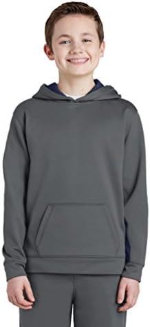 Sport-Tek Boy's Fleece Colorblock s kapuljačom sa kapuljačom - tamno dim siva / mornarica YST235 XS
