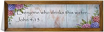 Rustikalni drveni zidni dekor s citata Ivan 4:13 12691 Svi koji piju ovu vodu ... Ivan 4:13 Bijela-C-2 Inspirativna