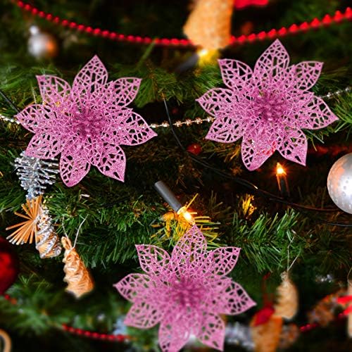 VORCOOL 10 kom Glitter Poinsettia božićno drvo Ornament Božićno cvijeće Decor Ornament