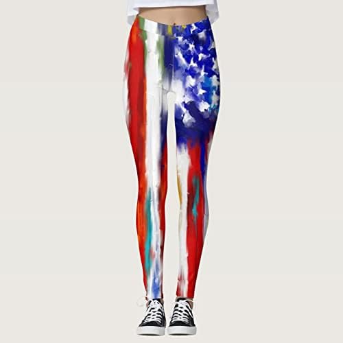 Američka zastava 4. srpnja Ženske nogave visoke struke Patriotske zvijezde Strips Yoga Hlače udobne vježbe