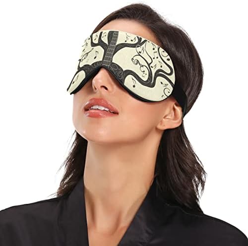 Alaza Vintage Music Note maska ​​za spavanje gitare za žene Muška maska ​​za oči za spavanje smiješne