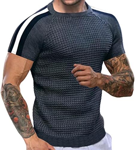 2023 Nove muške mišićne majice kontrastne boje Stretch kratki rukav trening tee casual slim Fit Henleyji majice