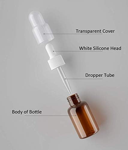 Erioctry 6pcs 25ml Smeđe plastične boce s papirima sa silikonskim pipetama i gumenim glavom / ESSENCE Šminka kozmetička