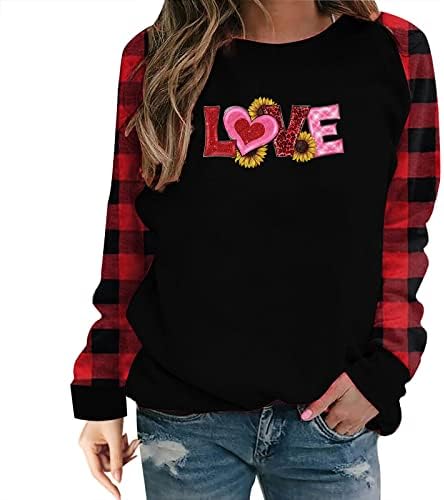 Funny Heart grafički pulover vrhovi za ženske košulje za žene za Valentines Ležerne prilike Dressy Dukserice