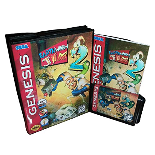 Aditi Earthworm Jim 2 nas poklopac sa okvirom i priručnikom za SEGA Megadrive Genesis Video Game Console 16