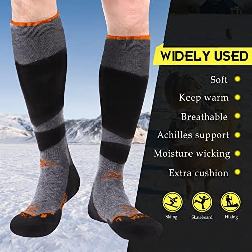 Morxplor Merino vunene Skijaške čarape 2 para Pako za muškarce i žene, skijanje i snowboardinsko