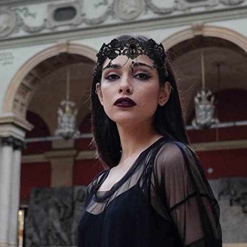 Catery Gothic Style Vampire Headdress Black Lace Pearl Hair Bands gotic Black Headpiece čelo privjesak