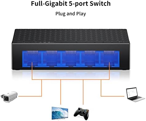 keepLiNK 5 Port Gigabit Ethernet prekidač, Neupravljani mrežni razdjelnik za radnu površinu ili