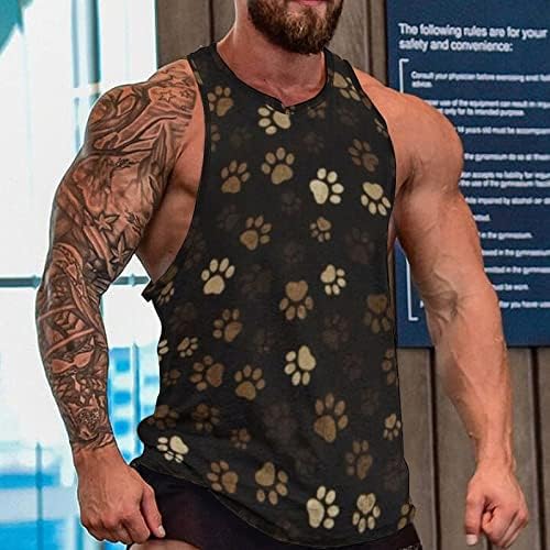 Kawaii pas Paw Print Tank Top za muškarce ljeto rukav prsluk mišića majice za Casual Sport Gym