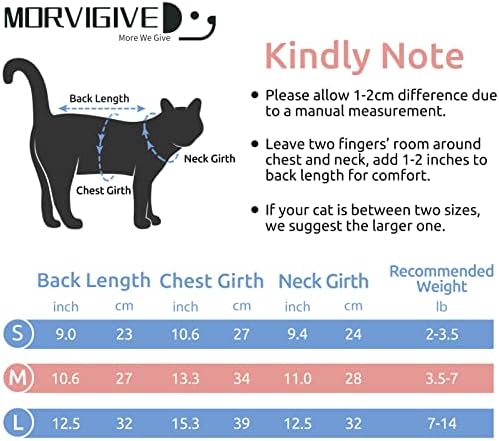 MORVIGIVE Cat Recovery Suit nakon operacije, prugasta mačka Onesie za mačke Spay Neuter, profesionalni