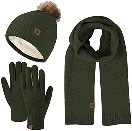 KEUSN muškarci žene zimski šeširi vunene pletene tople rukavice šešir šal Set trodijelna zimska vjetrootporna