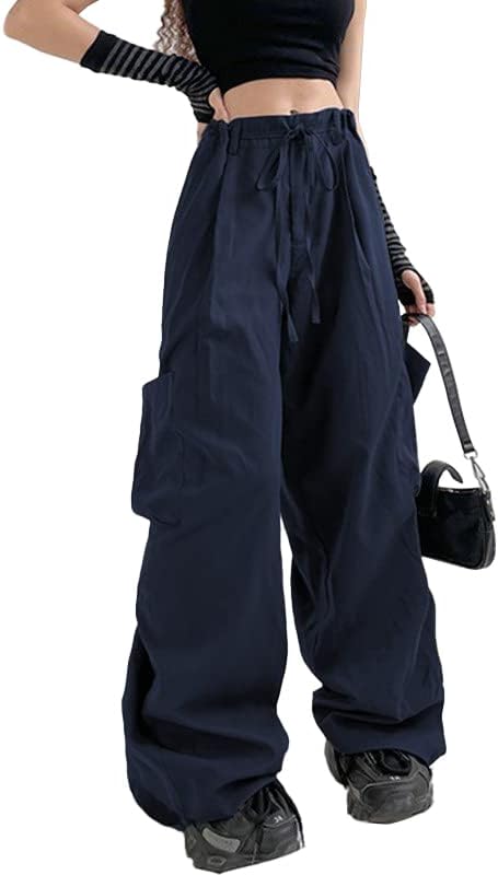 Andlcuy ženski srednji struk teretni gaggy crtež niskih porasta teretnih hlača casual labavi džep