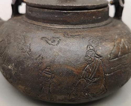 čajnik od livenog gvožđa sa postoljem & nbsp;bronzani ukrasi stara bakrena tikvica za kukove