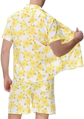 MCEDAR Muška luksuzna havajska košulja sa printom i kratka 2 komada odjeća za odmor postavlja Casual Button