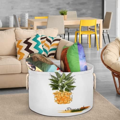 Ananas akvarele Velike okrugle košare za skladištenje basketa za pranje rublja sa ručkim košarom za pohranu