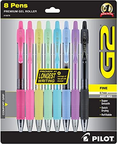 Pilot G2 premium gel tinte, sitna točka, različite boje, 8 brojeva