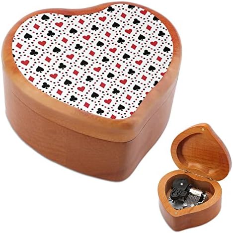 Funny Poker Heart Music Box drvene muzičke kutije Najbolji poklon za godišnjicu božićnog rođendana