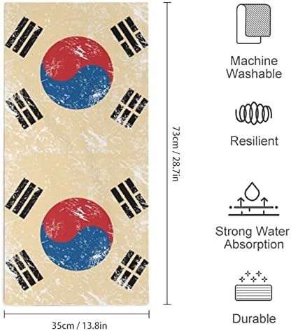 Retro Južna Koreja zastava ručnici za ruke lica i karoserija Tkanina za pranje meko krhotine sa slatkim tiskanim za kupatilo Kuhinjski hotel