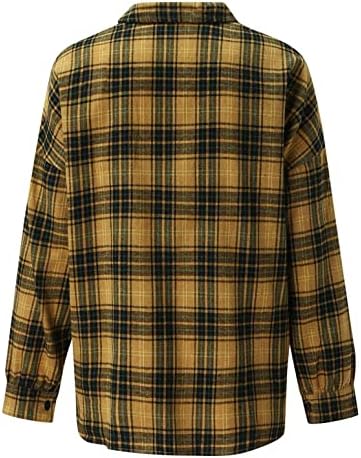 Žene Ležerni kaputi 2022 Plairani Flannel dugi rukavi s dugim rukavima LEAL tipke Down s džepnim majicama