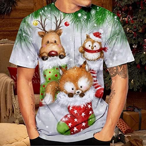 Wocachi božićne majice kratkih rukava za muške, smiješne Xmas Santa Claus Print O izrez TEE TOPS Workout