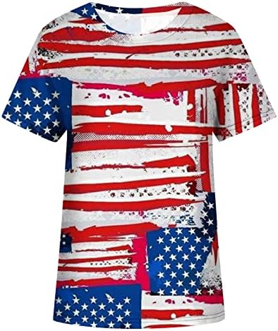 Dnevne majice za žene Crewneck grafički majice USA zastava Tunnic Bluze 4. jula Vintage vrhovi