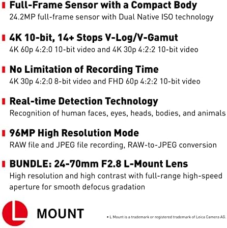 Panasonic LUMIX S5 full Frame kamera bez ogledala i Lumix S Pro 24-70mm F2.8 L-Mount izmjenjiva sočiva