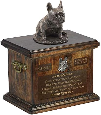 Francuski buldog Mama 3, urna za spomen pepeo psa sa statuom, imenom i citatom za kućne ljubimce-Artdog