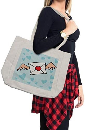 Ambesonne Cartoon torba za kupovinu, dizajn Valentinova slika ljubavnog pisma sa krilima, ekološka