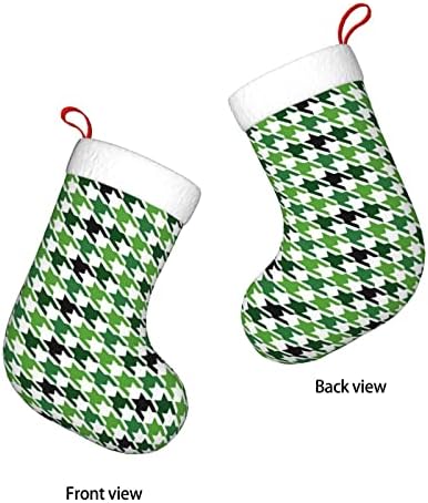 Austenstern Božićne čarape Houndstooth zelena kaidna rešetka dvostrana kamina viseći čarape