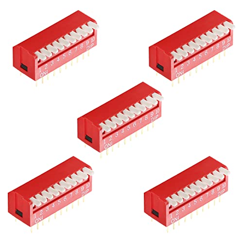 Fielect 10pcs Red dip switch Side Toggle 1-10 pozicije 2.54 mm Pitch za Circuit Breadboards PCB