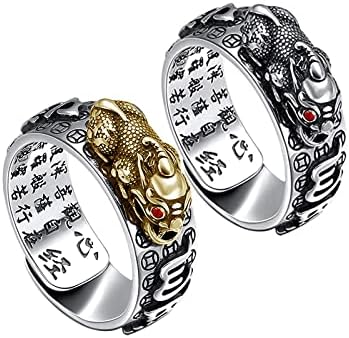 LIU JUN Feng Shui Pixiu Mantra Vintage prsten i bakrena narukvica podesiva za žene muškarce
